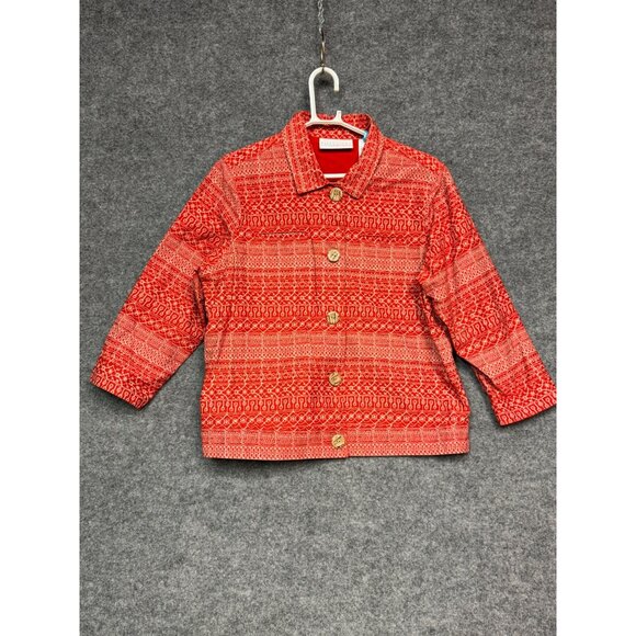 Liz Claiborne First Issue Jacket Women's XL Red Geometric Patterned Jacket - Picture 13 of 16